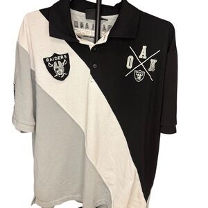 Vintage NFL Raiders Black and White Polo Shirt